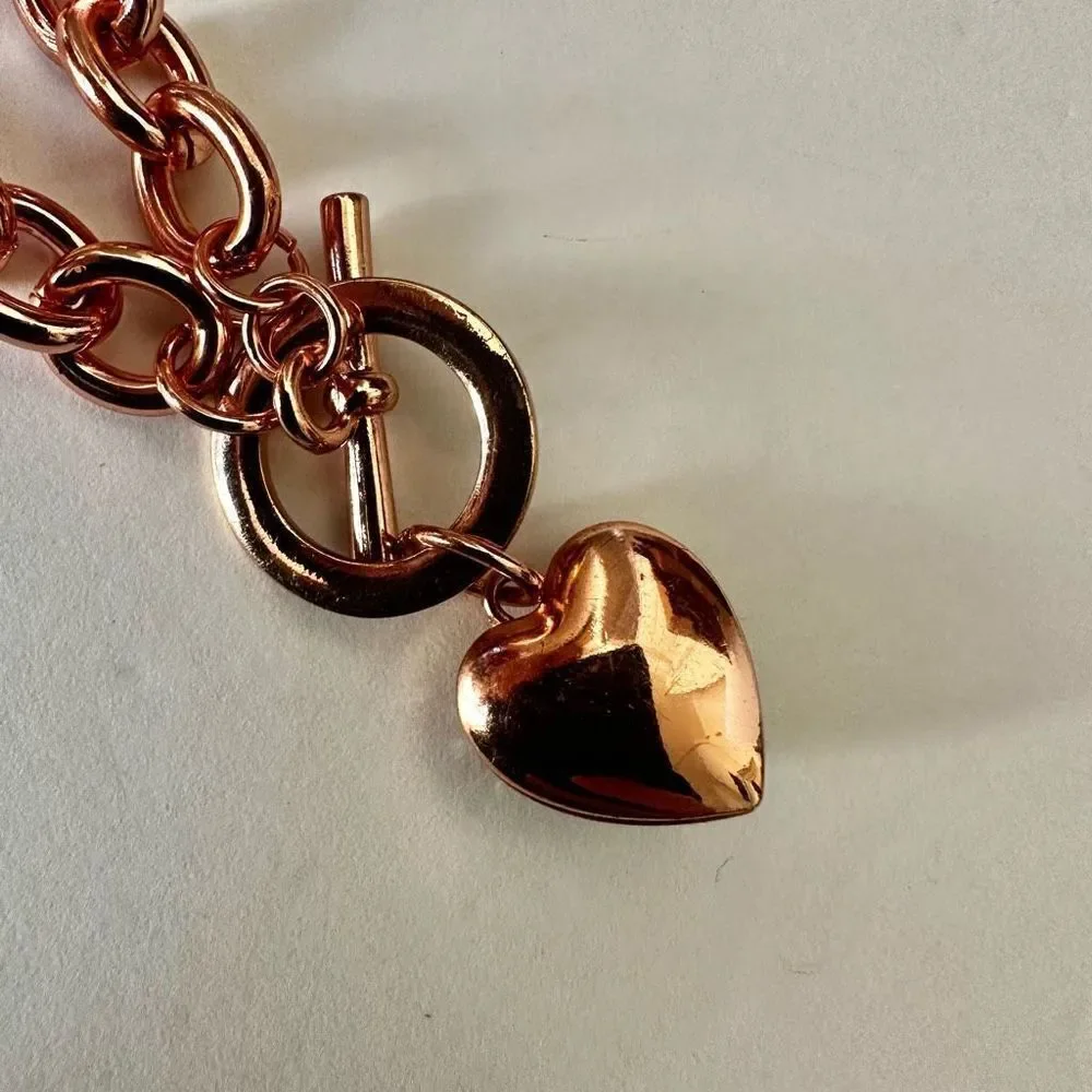 G by Guess rose gold heart toggle necklace